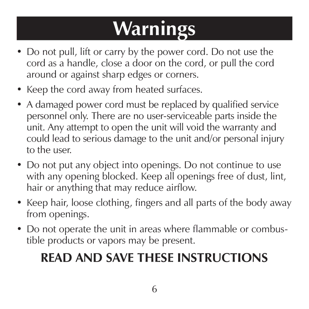 Sharper Image SI857 manual Read and Save These Instructions 