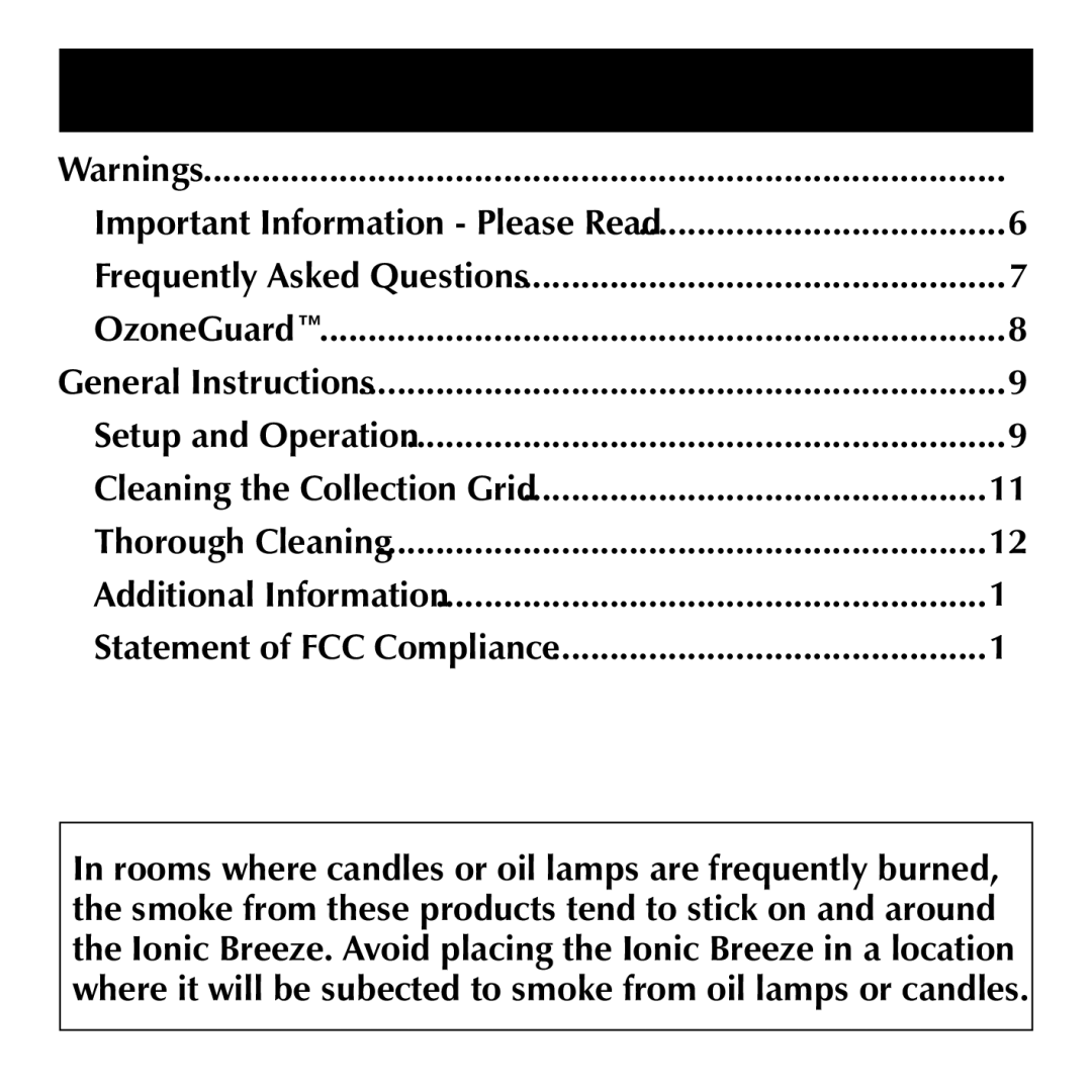 Sharper Image SI867 manual Table of Contents 