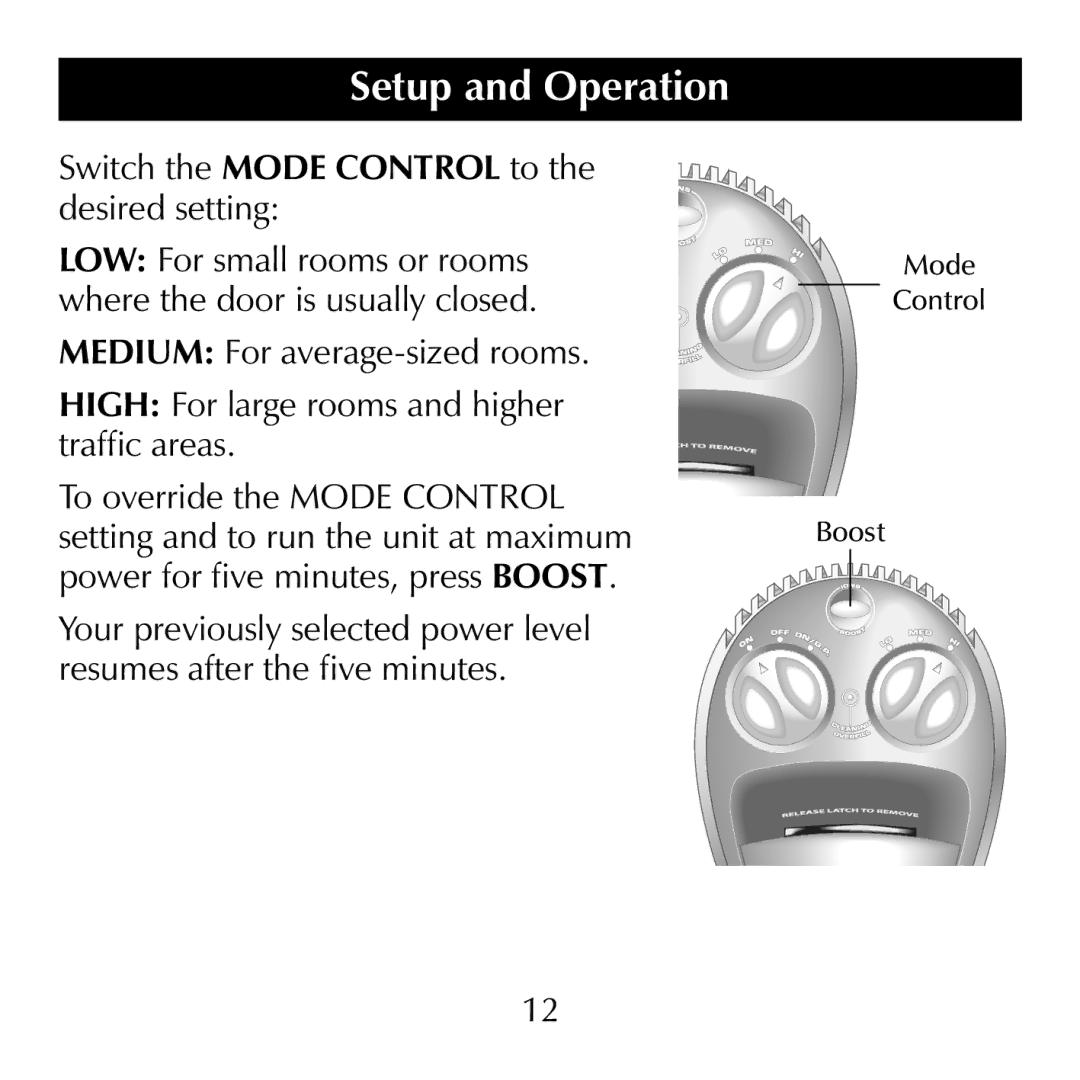 Sharper Image SI871 manual Switch the Mode Control to the desired setting 