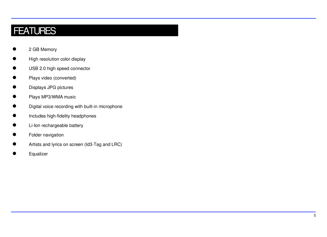 Sharper Image SMP516-2 manual Features 