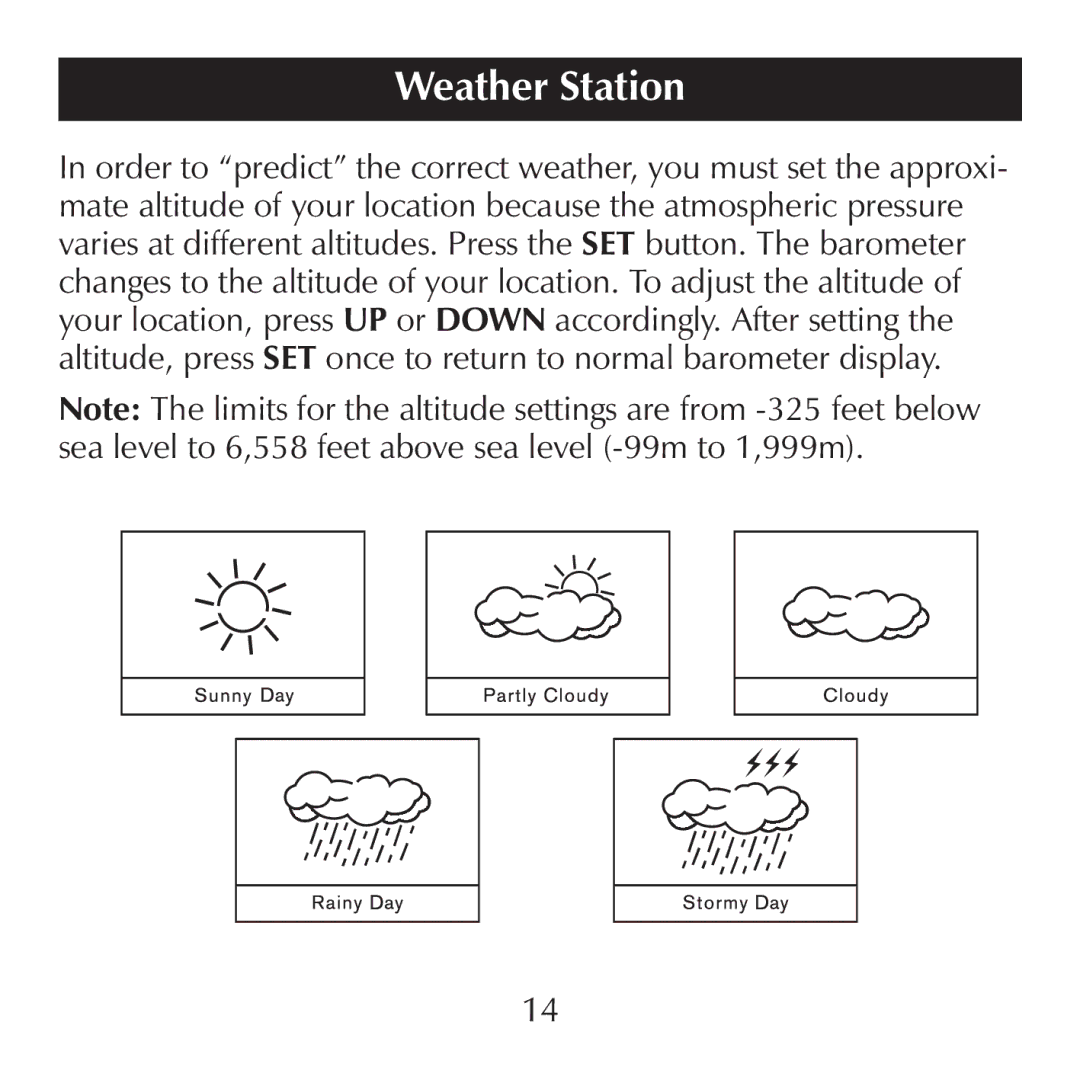 Sharper Image SN004 manual WeatherHdH1Stationor H2 