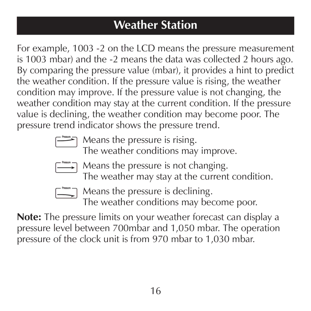 Sharper Image SN004 manual Weather Station 