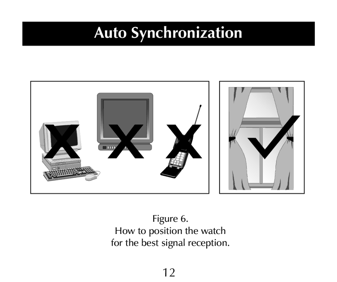 Sharper Image SN005 manual How to position the watch for the best signal reception 