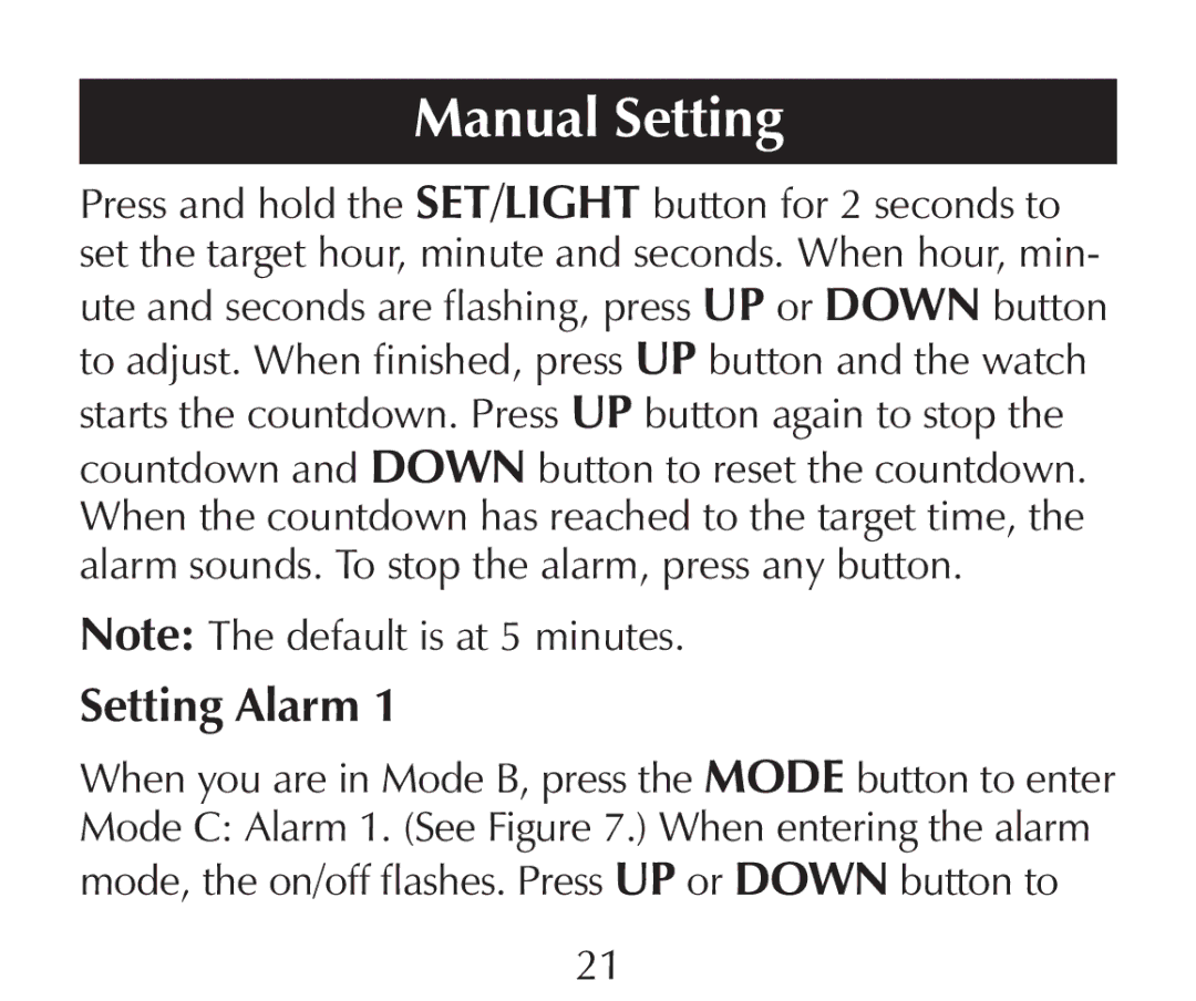 Sharper Image SN005 manual Setting Alarm 