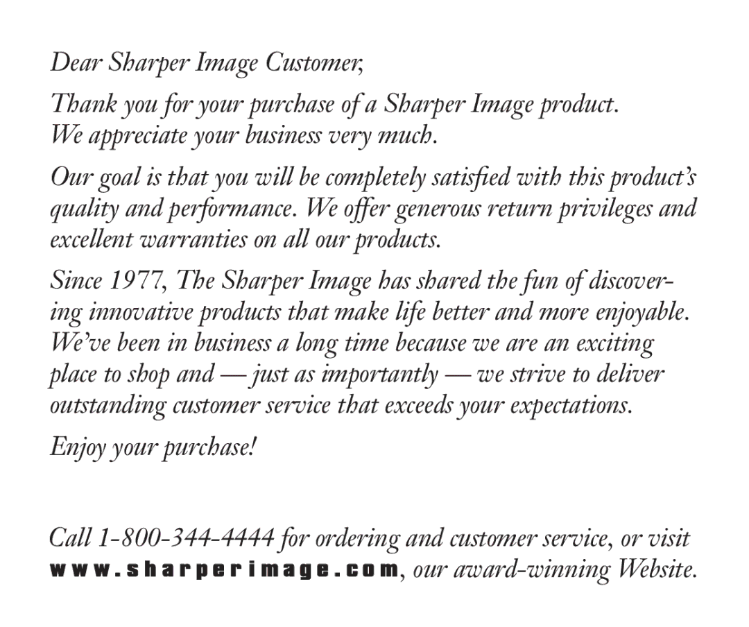 Sharper Image SN005 manual 