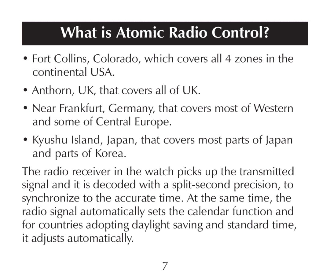 Sharper Image SN005 manual What is Atomic Radio Control? 