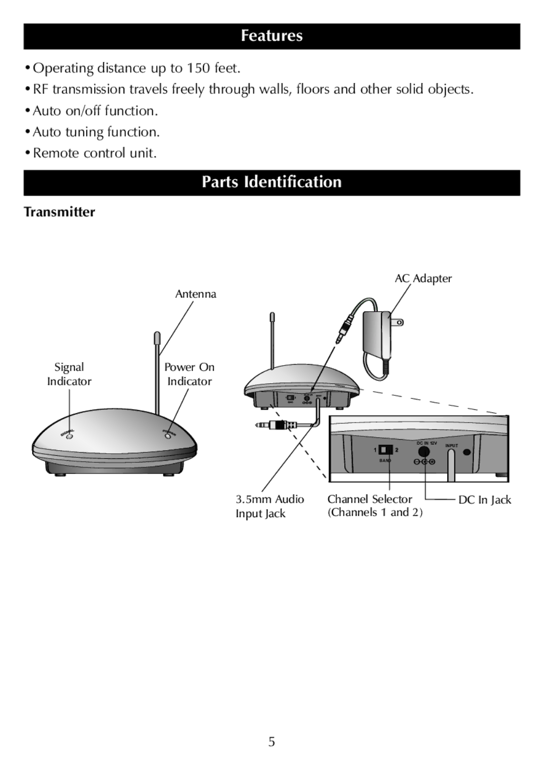 Sharper Image SR277 manual Parts Identification, Transmitter 