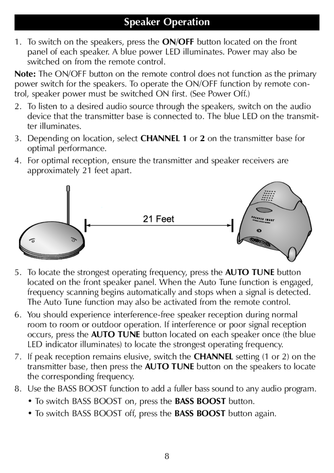 Sharper Image SR277 manual Speaker Operation 