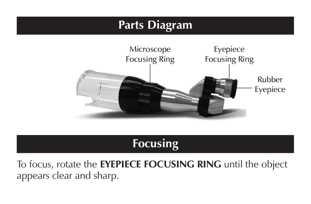 Sharper Image SR294 manual Parts Diagram, Focusing 