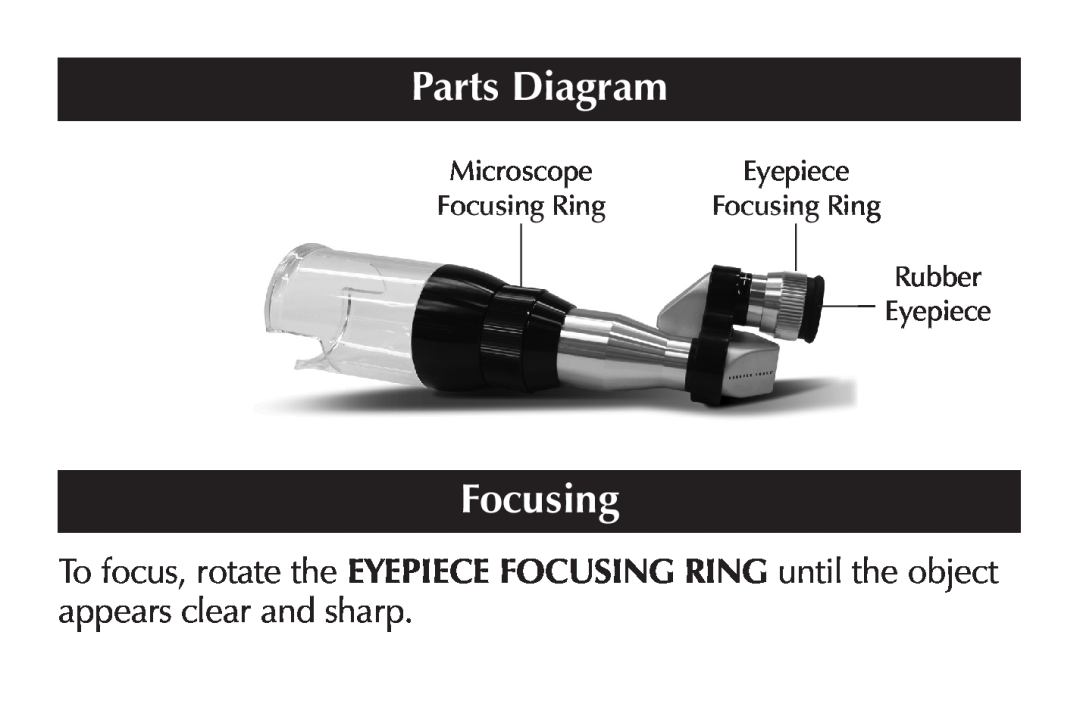 Sharper Image SR294 manual Parts Diagram, Rubber Eyepiece, Microscope, Focusing Ring 