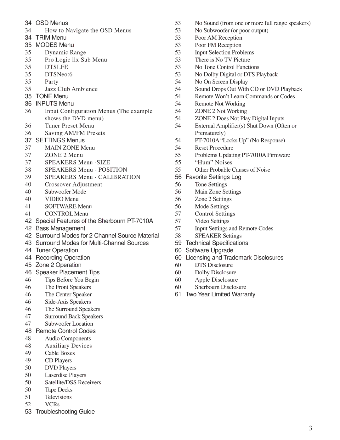 Sherbourn Technologies PT-7010A owner manual OSD Menus, Trim Menu Modes Menu, Tone Menu Inputs Menu, Settings Menus 