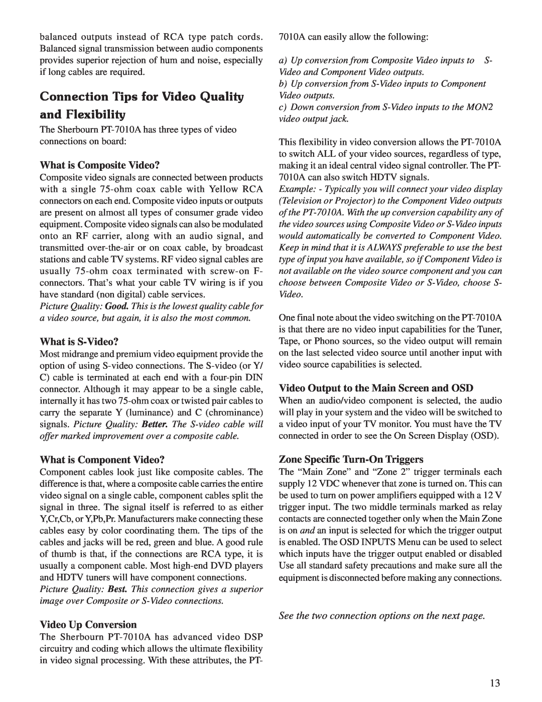 Sherbourn Technologies PT-7010A owner manual Connection Tips for Video Quality and Flexibility, What is Composite Video? 