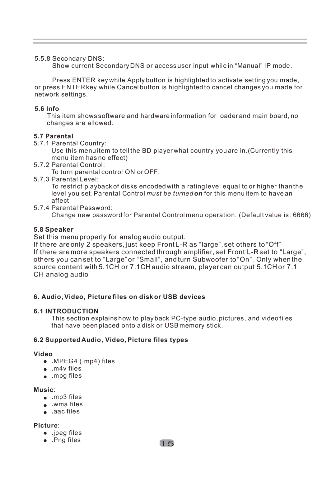 Sherwood BDP-5004 user manual Introduction 