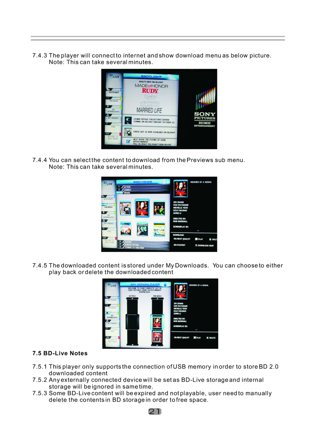 Sherwood BDP-5004 user manual BD-Live Notes 