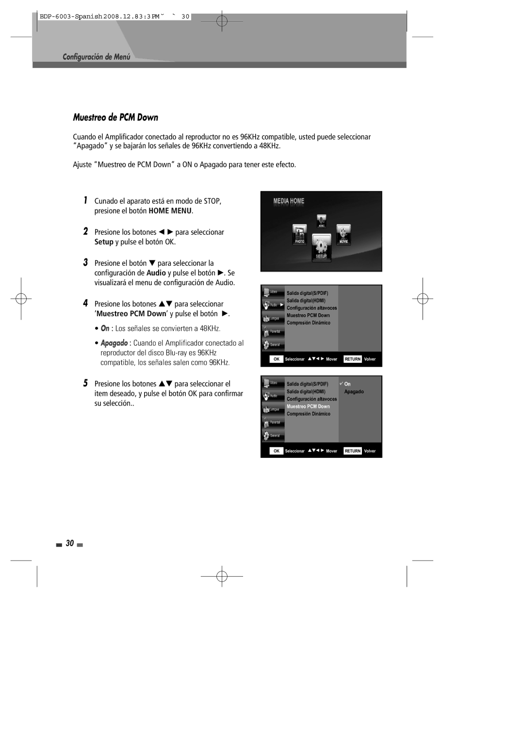 Sherwood BDP-6003 manual Muestreo de PCM Down 