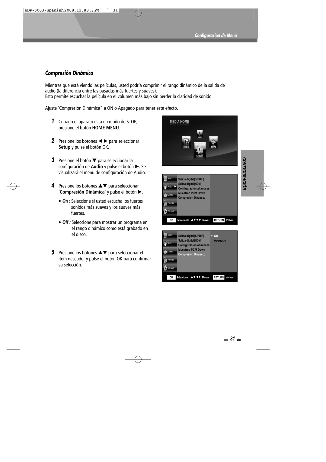 Sherwood BDP-6003 manual Compresión Dinámica 