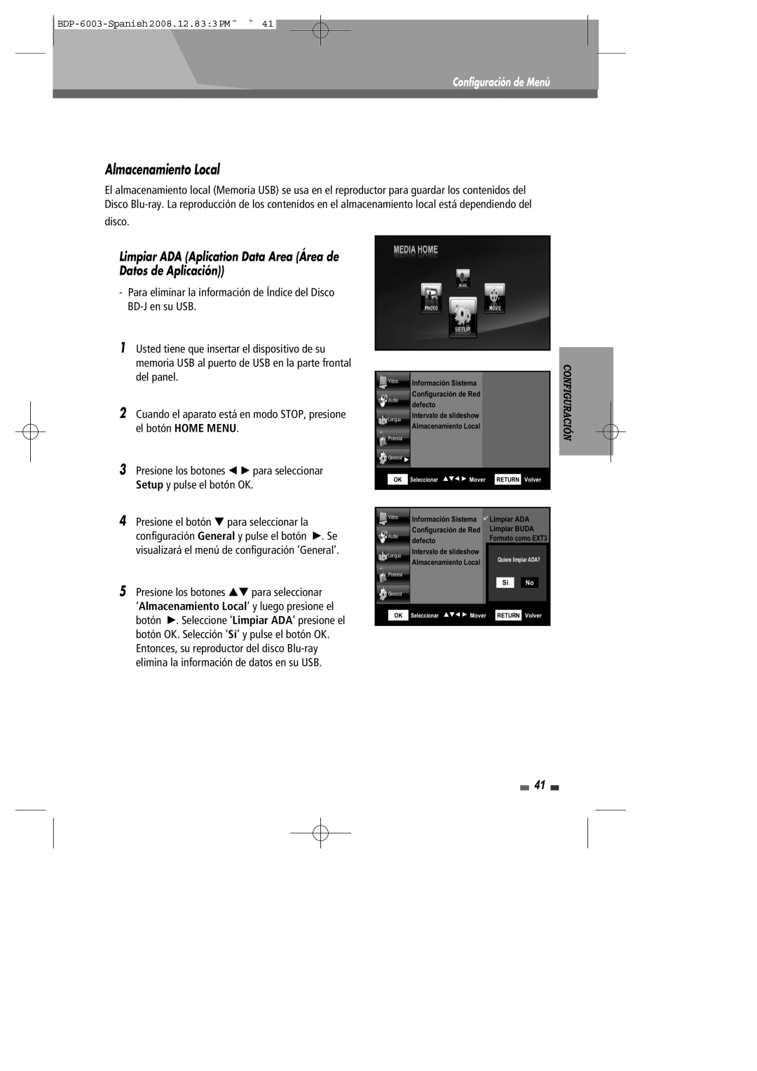 Sherwood BDP-6003 manual Almacenamiento Local, Disco 