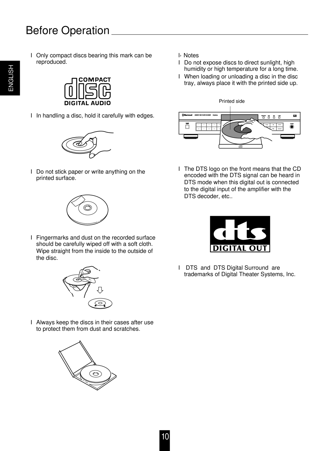 Sherwood CD-5090C/R operating instructions Before Operation 