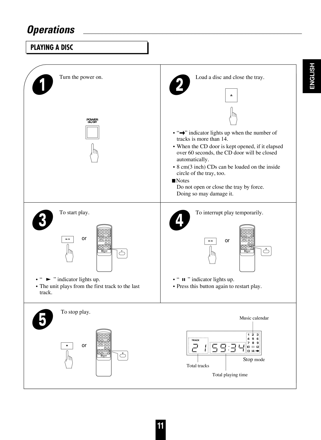 Sherwood CD-5090C/R operating instructions Operations 