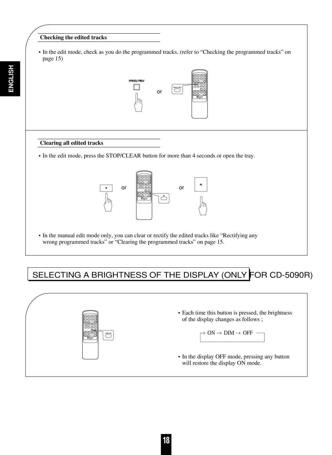 Sherwood CD-5090C/R operating instructions Checking the edited tracks, Clearing all edited tracks 