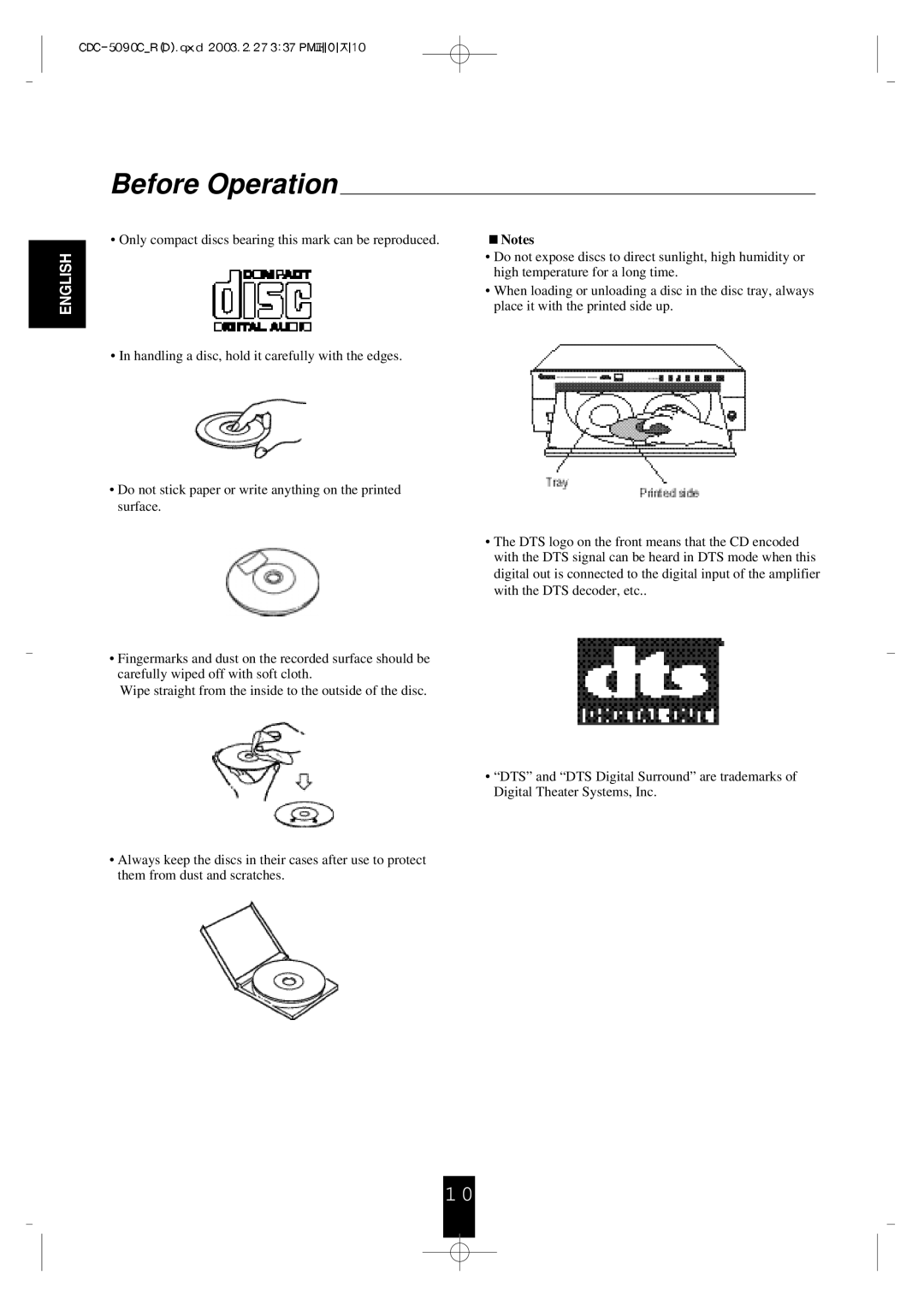 Sherwood CDC-5090C, CDC-5090R manual Before Operation 