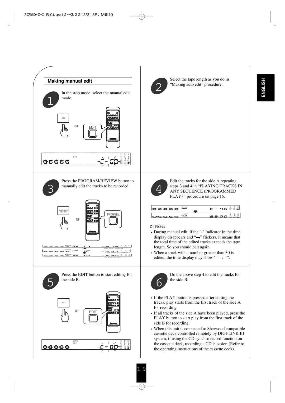 Sherwood CDC-5090R, CDC-5090C Making manual edit 