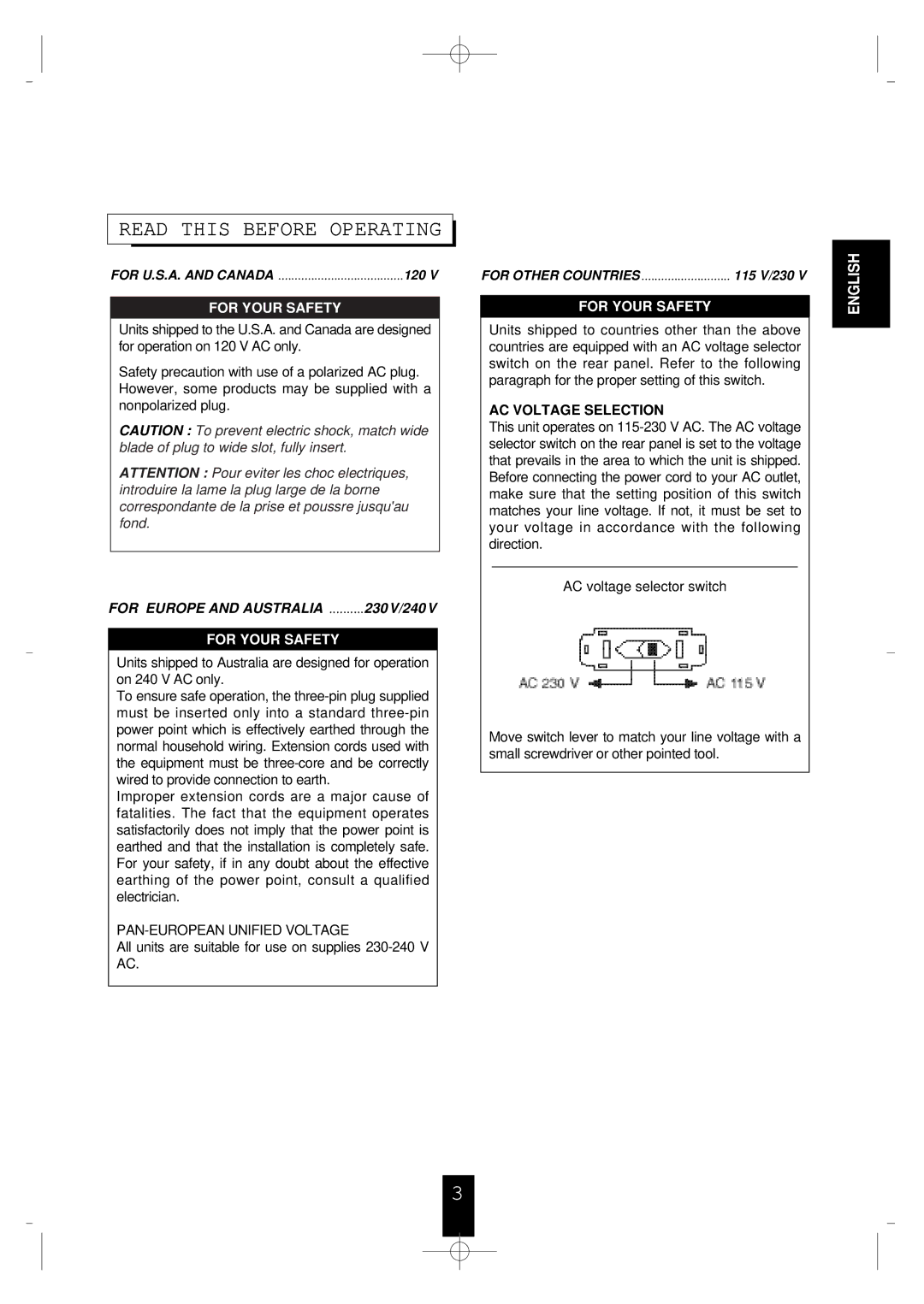 Sherwood CDC-5090R, CDC-5090C manual Read this Before Operating, For Your Safety 