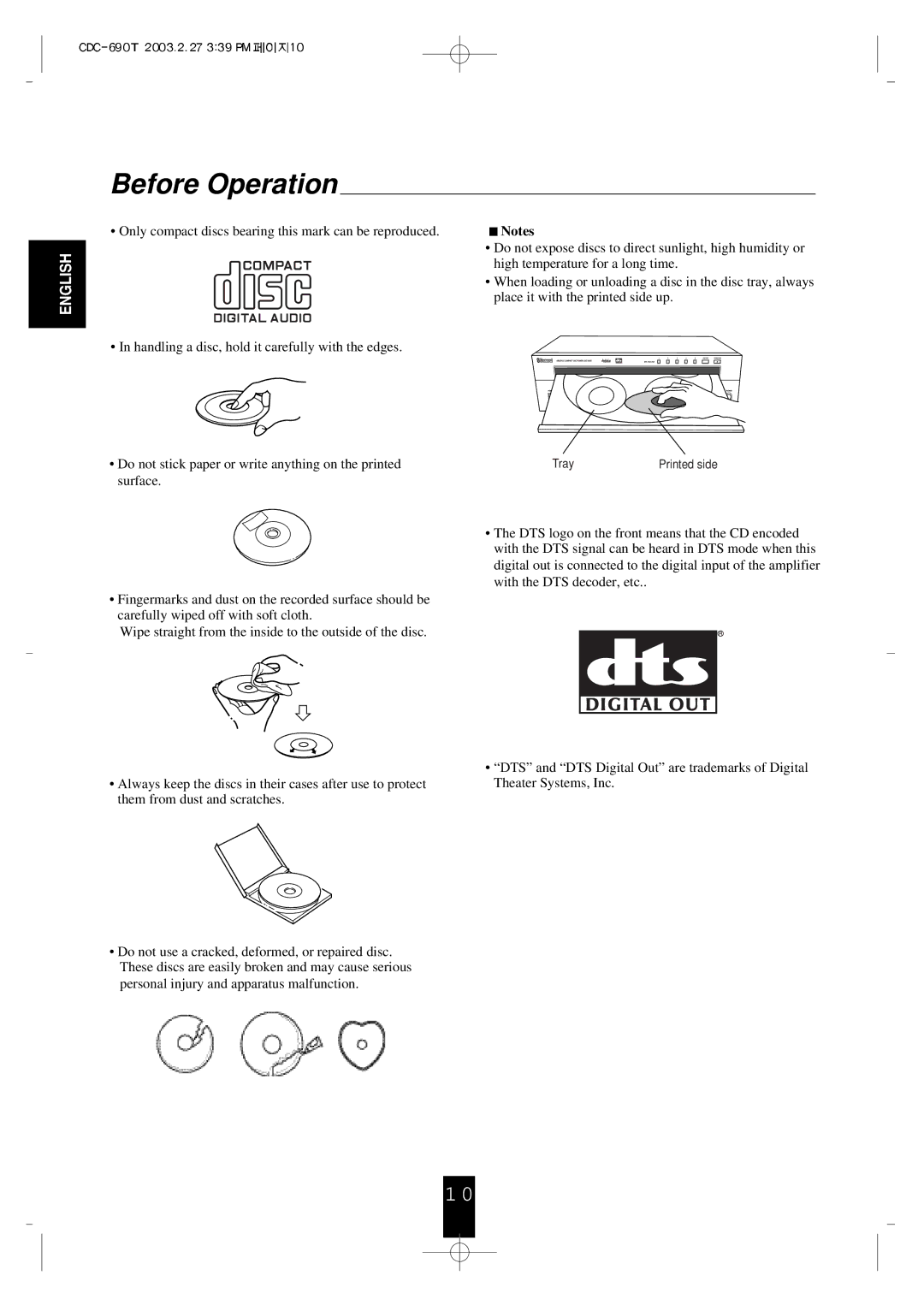 Sherwood CDC-690T operating instructions Before Operation 