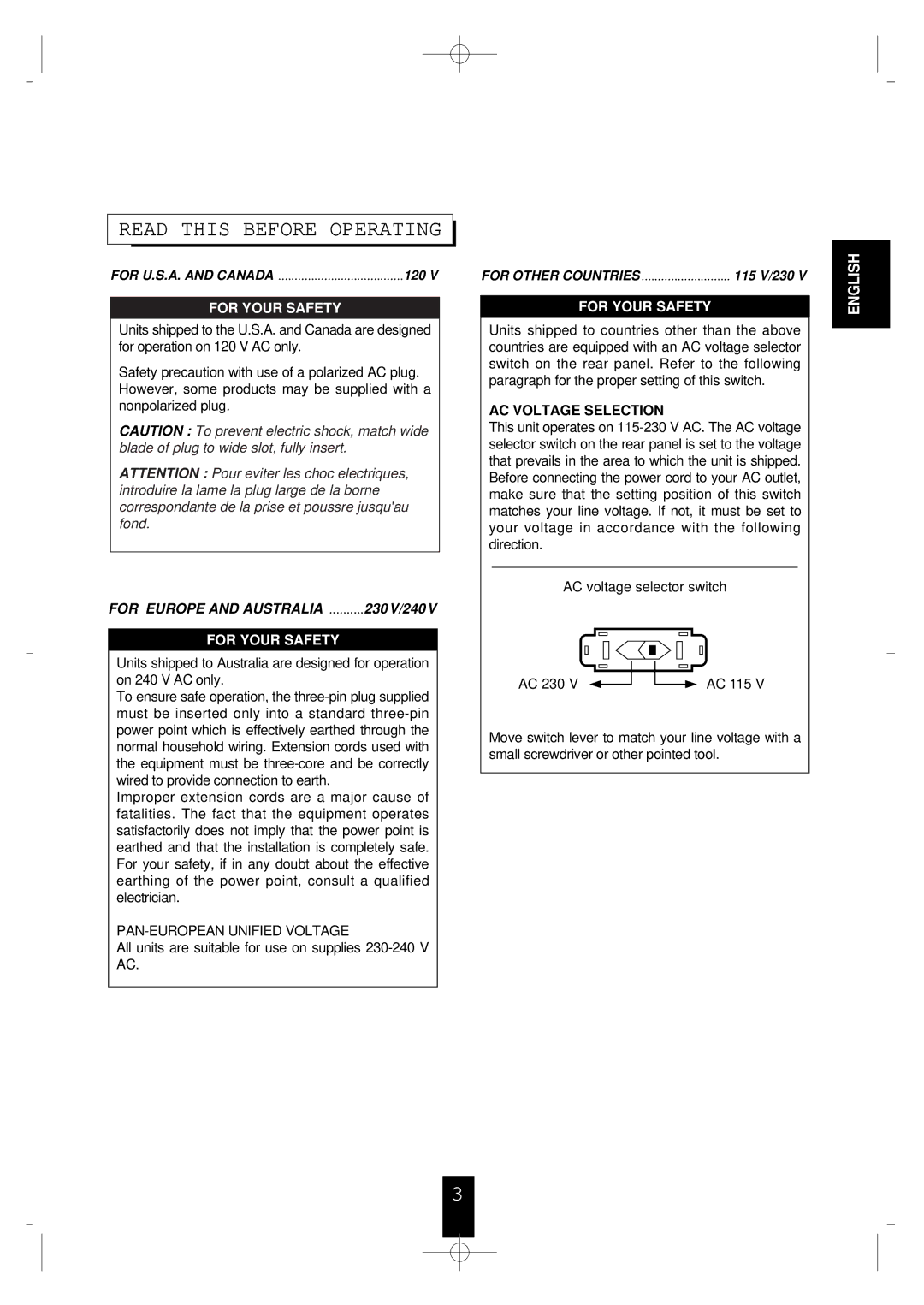 Sherwood CDC-690T operating instructions Read this Before Operating, For Your Safety 