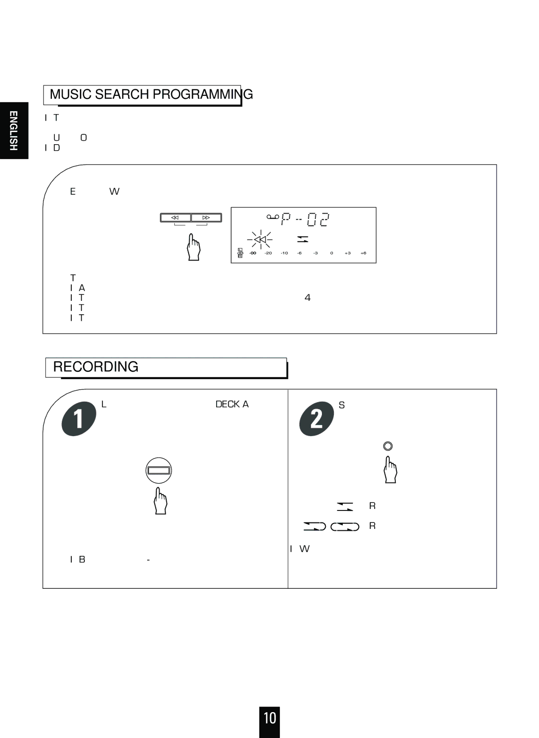 Sherwood D-480 operating instructions Recording, Music Search Programming 