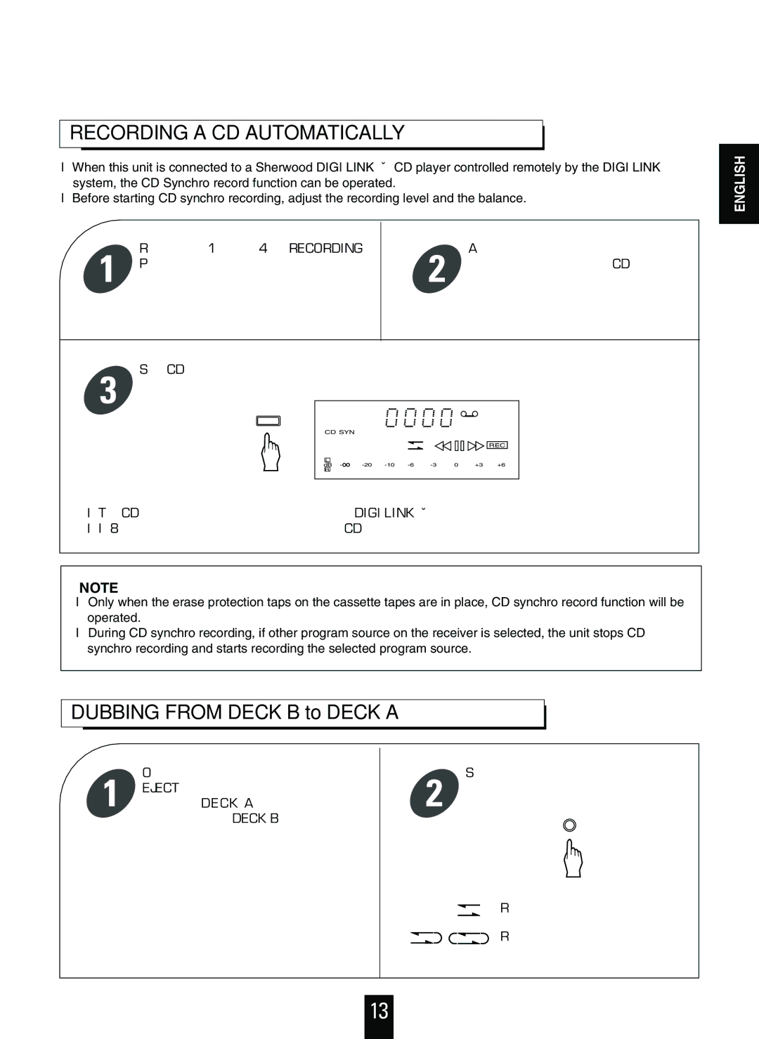 Sherwood D-480 operating instructions Recording a CD Automatically, Dubbing from Deck B to Deck a 