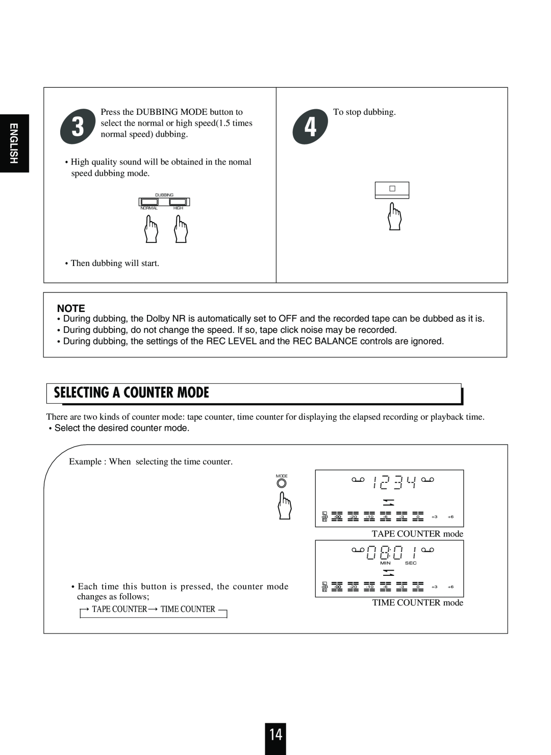 Sherwood D-480 operating instructions Selecting A Counter Mode, English 