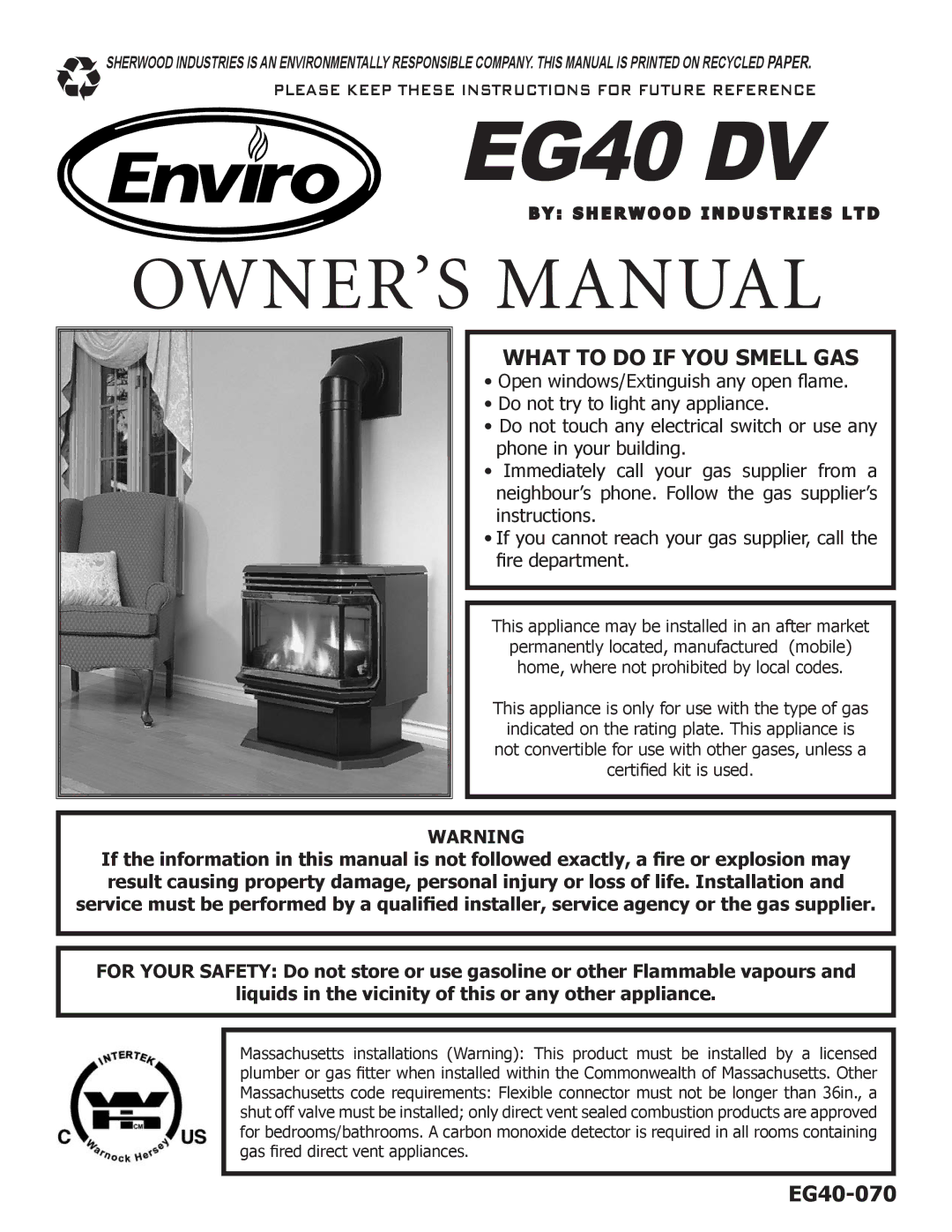 Sherwood EG40 DV owner manual 