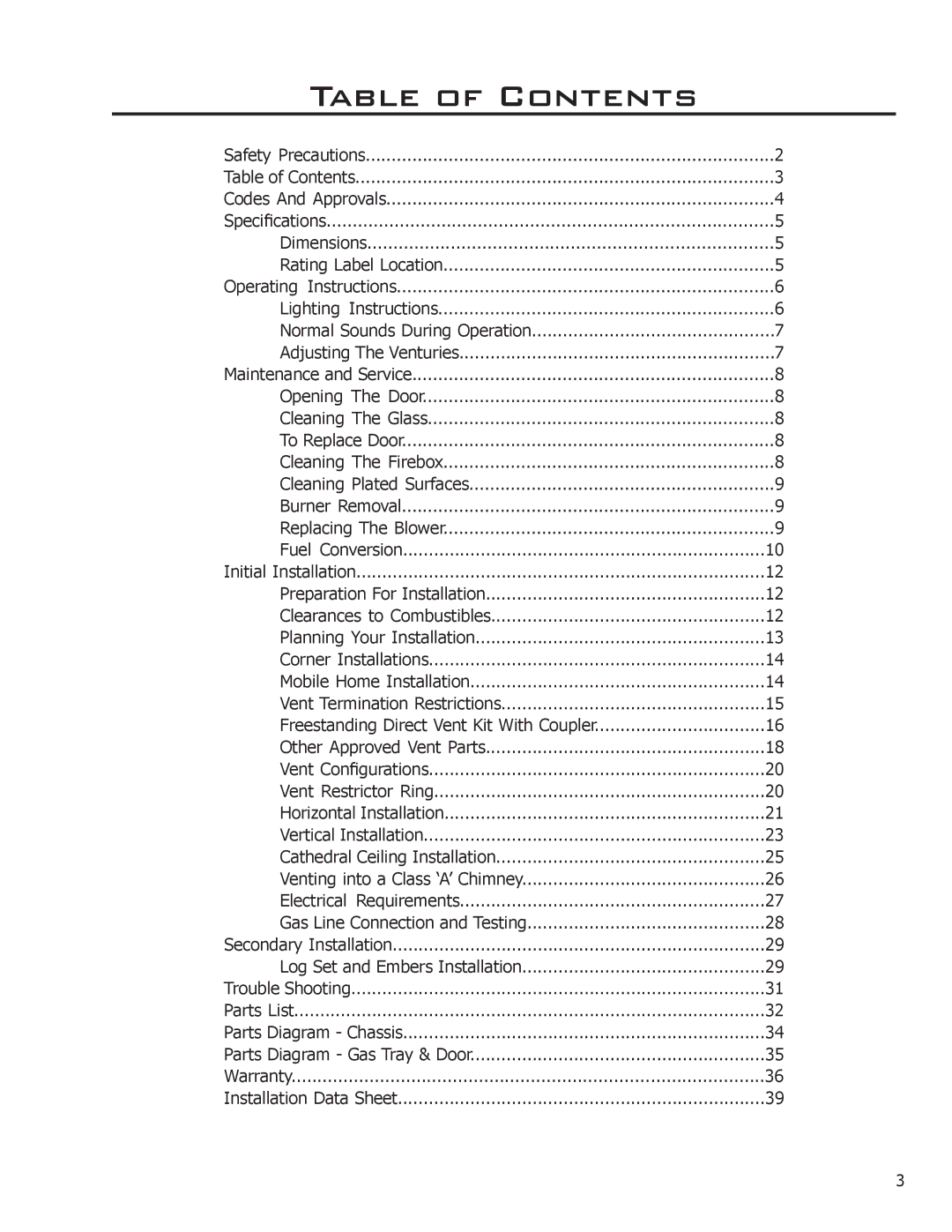 Sherwood EG40 DV owner manual Table of Contents 