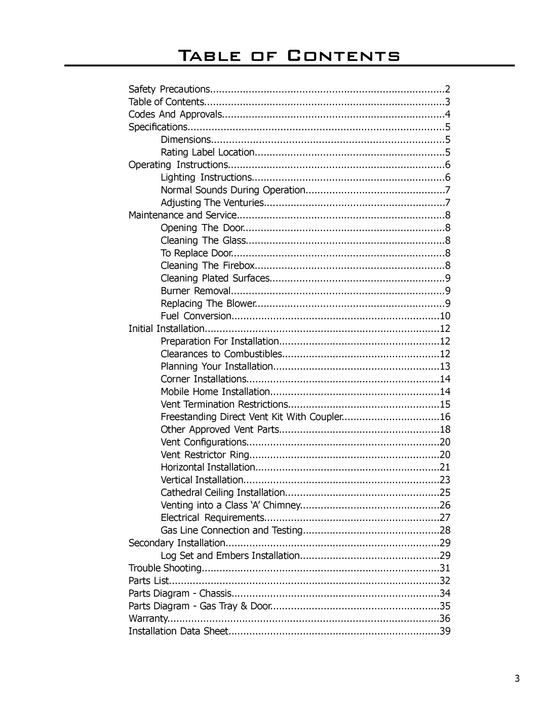 Sherwood EG40 DV owner manual Table of Contents 