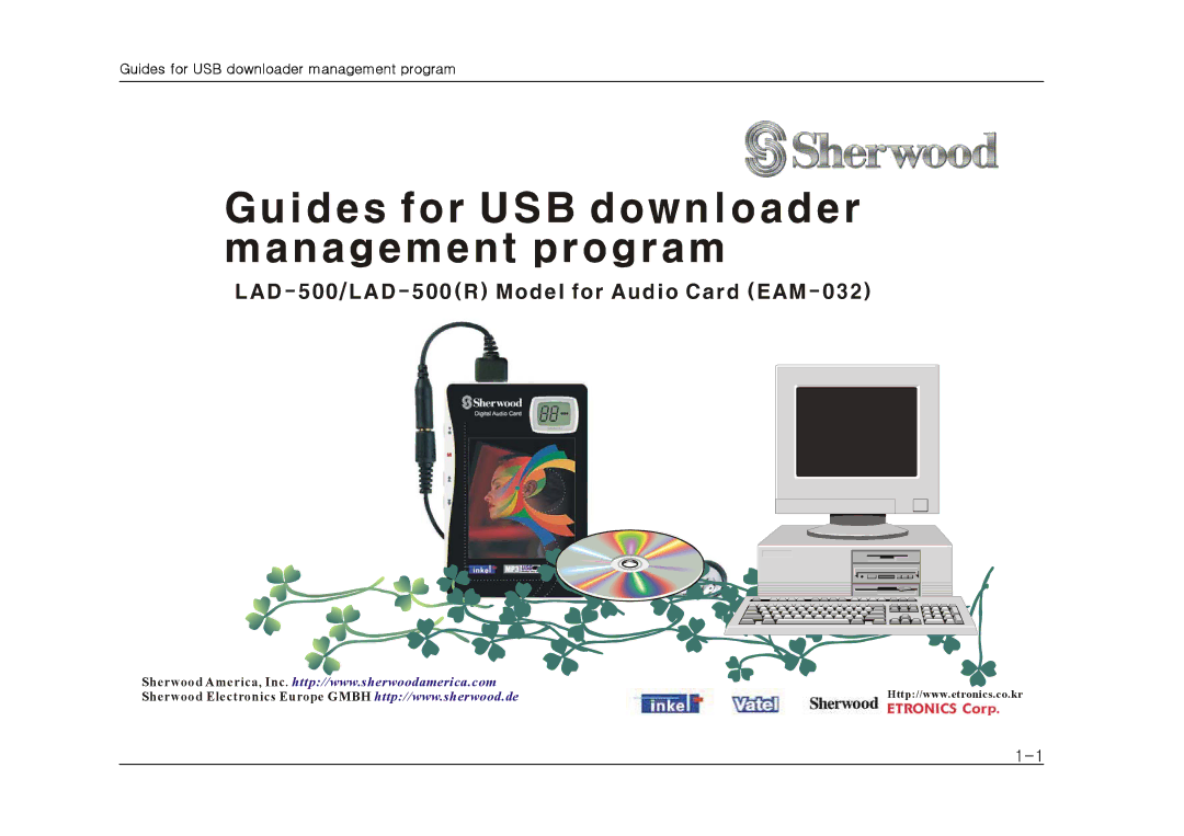 Sherwood LAD-500(R) manual LAD-500/LAD-500R Model for Audio Card EAM-032, Guides for USB downloader management program 