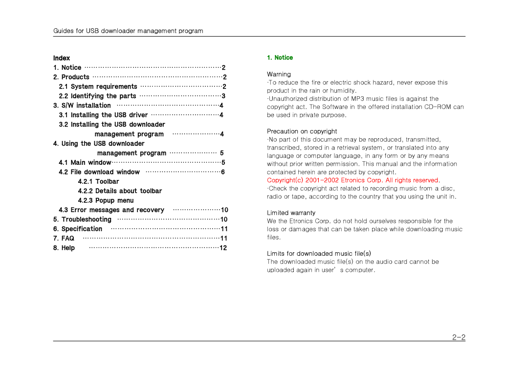 Sherwood LAD-500(R) manual Precaution on copyright, Limited warranty, Limits for downloaded music files 