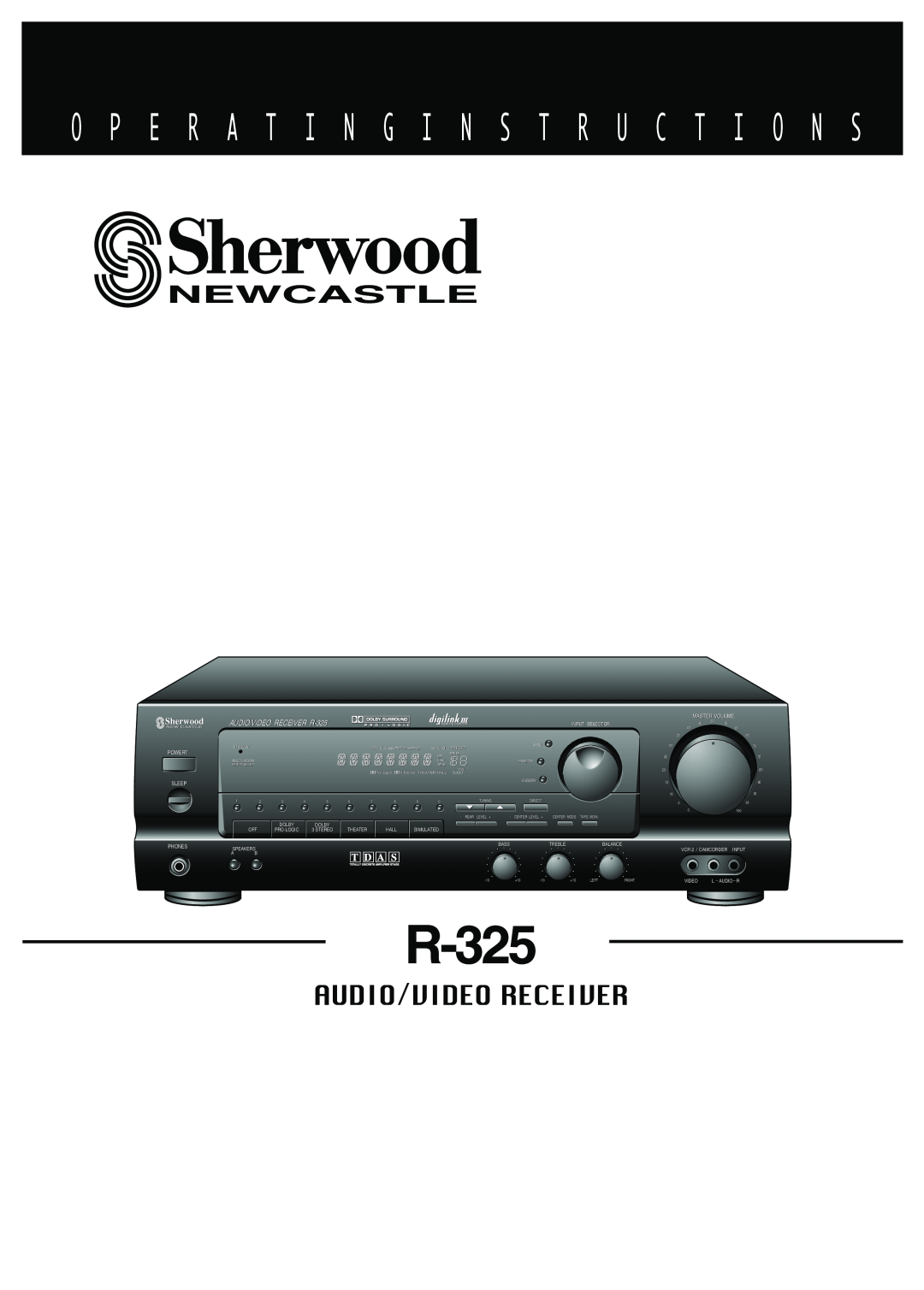 Sherwood R-325 operating instructions O P E R A T I N G I N S T R U C T I O N S, Audio/Video Receiver, Master Volume 