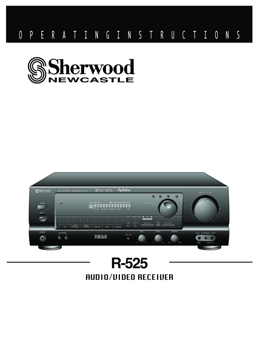 Sherwood R-525 operating instructions O P E R A T I N G I N S T R U C T I O N S, Audio/Video Receiver, Power, Sleppep 