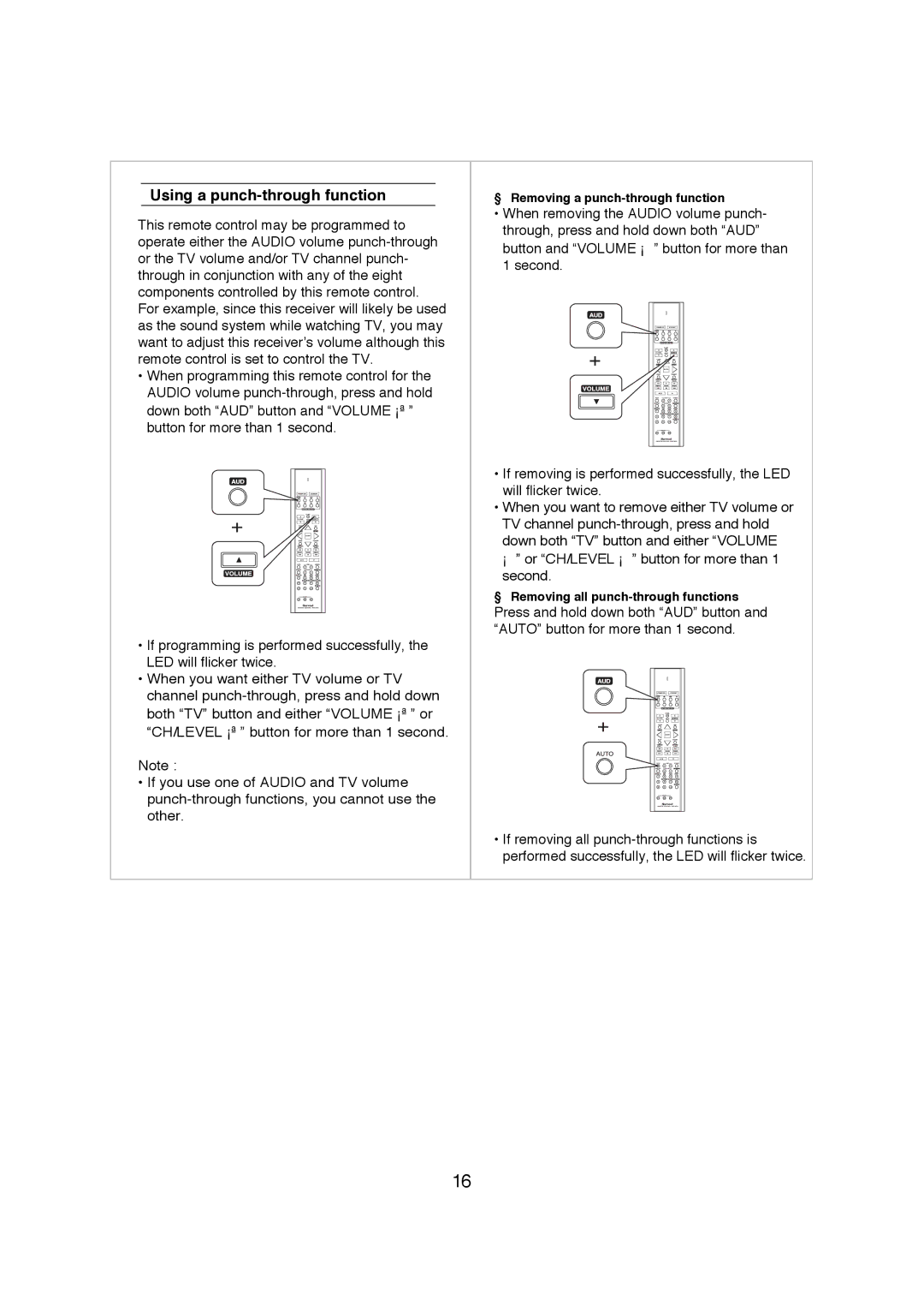 Sherwood R-671 manual Using a punch-through function 