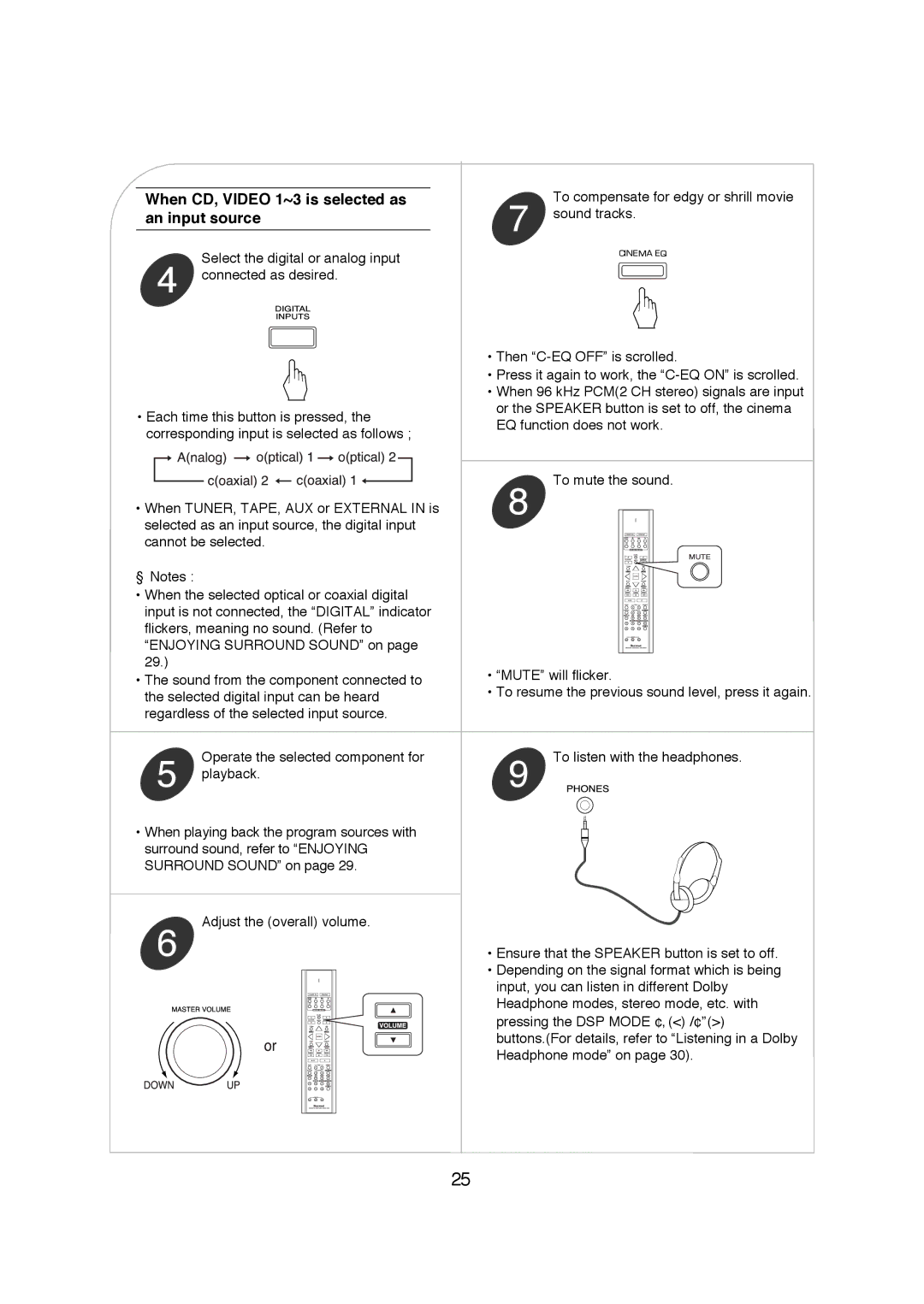 Sherwood R-671 manual When CD, Video 1~3 is selected as, An input source 