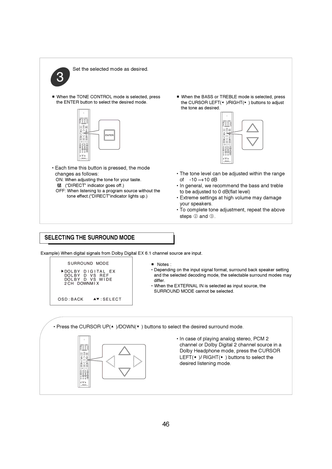 Sherwood R-671 manual Selecting the Surround Mode 