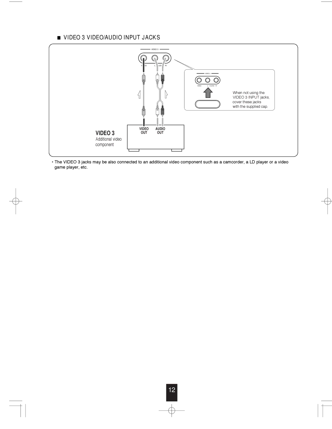 Sherwood R-765 manual Video 3 VIDEO/AUDIO Input Jacks 