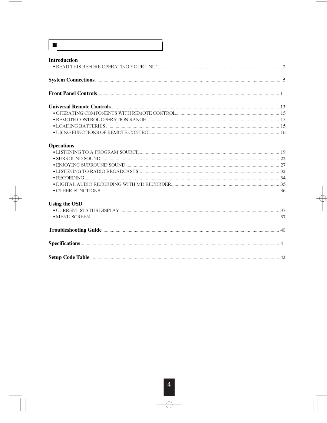 Sherwood R-765 manual Contents 