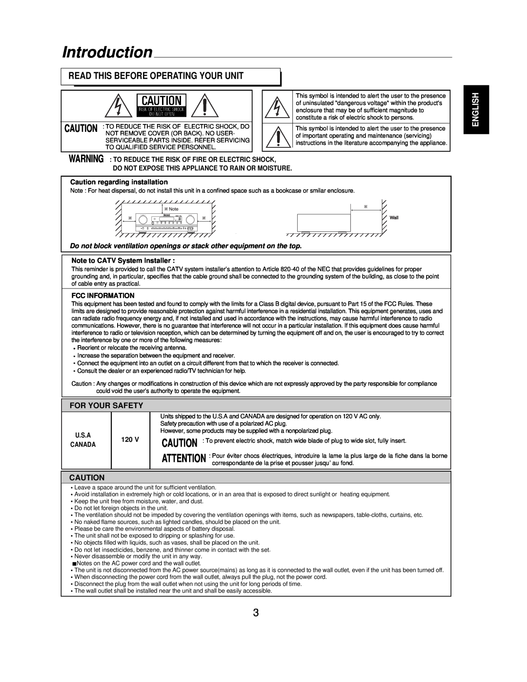 Sherwood R-771 manual Introduction, Read This Before Operating Your Unit, For Your Safety, English 