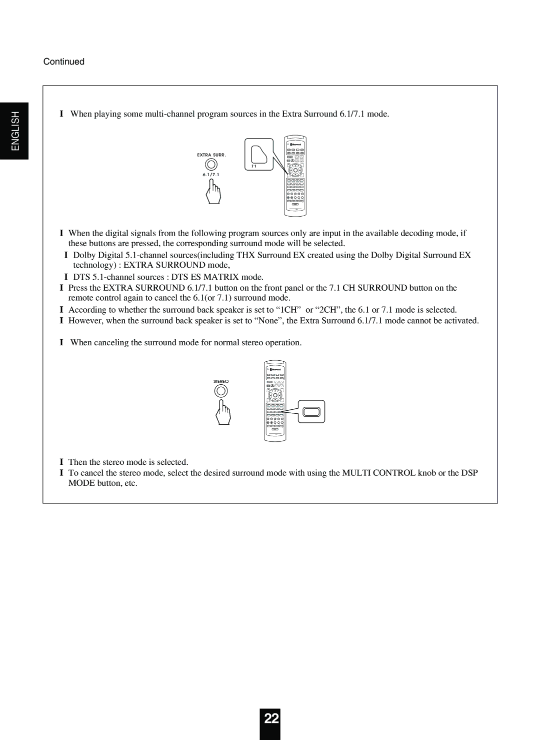 Sherwood R-863 manual RPT Extra Surr Title 