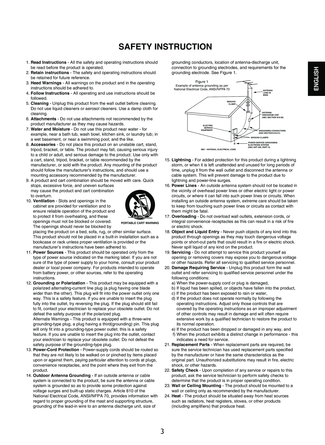 Sherwood R-865 manual Safety Instruction 