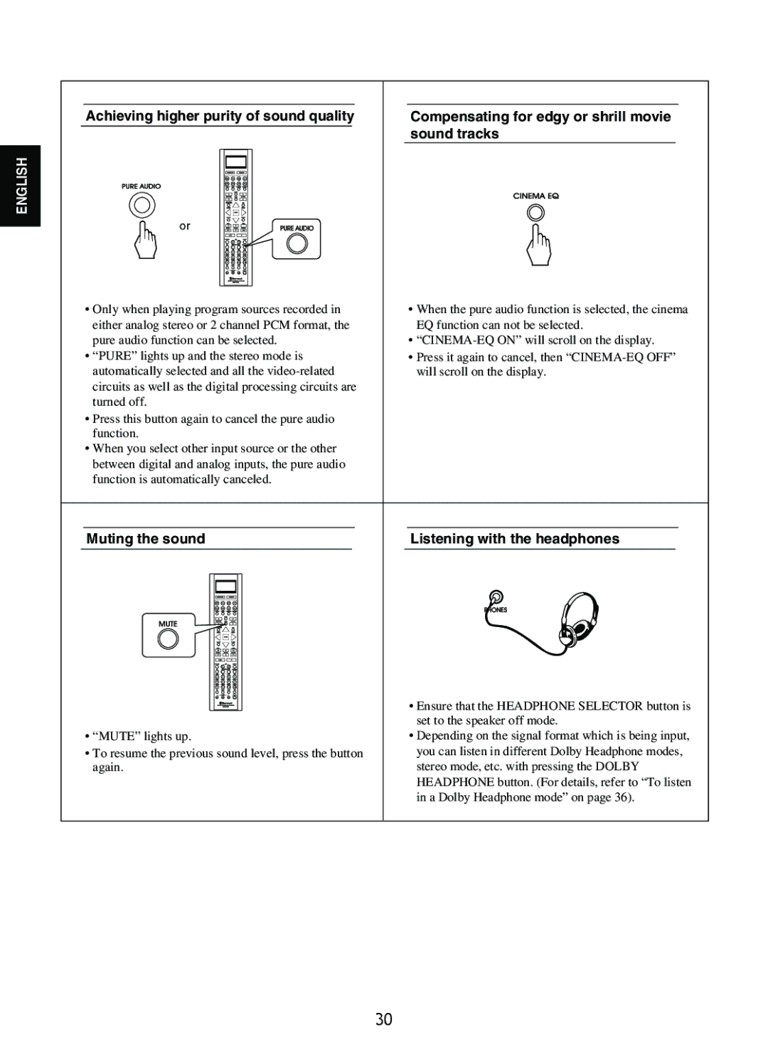 Sherwood R-865 manual Muting the sound Listening with the headphones 