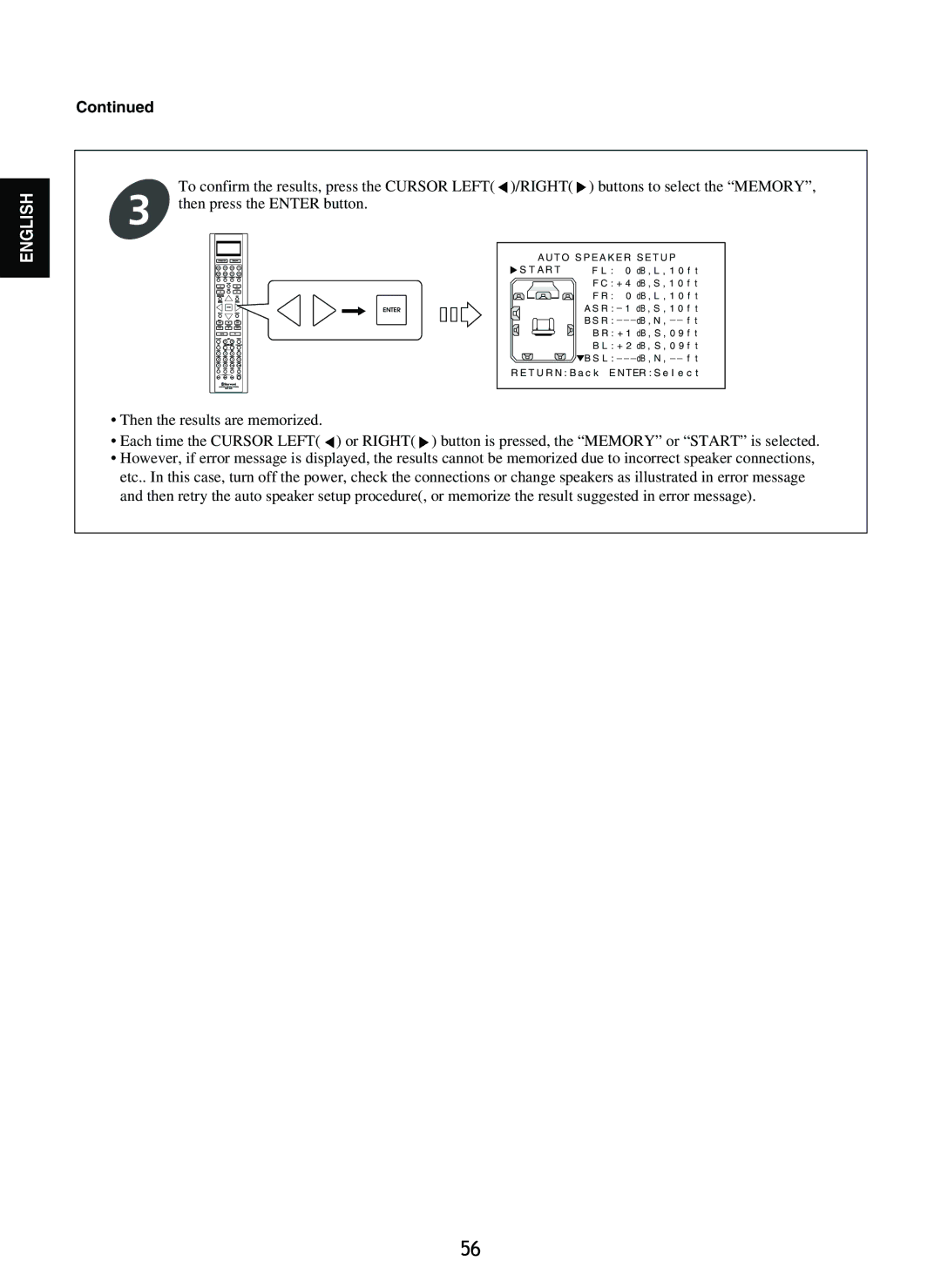 Sherwood R-865 manual To confirm the results, press the Cursor Left /RIGHT 