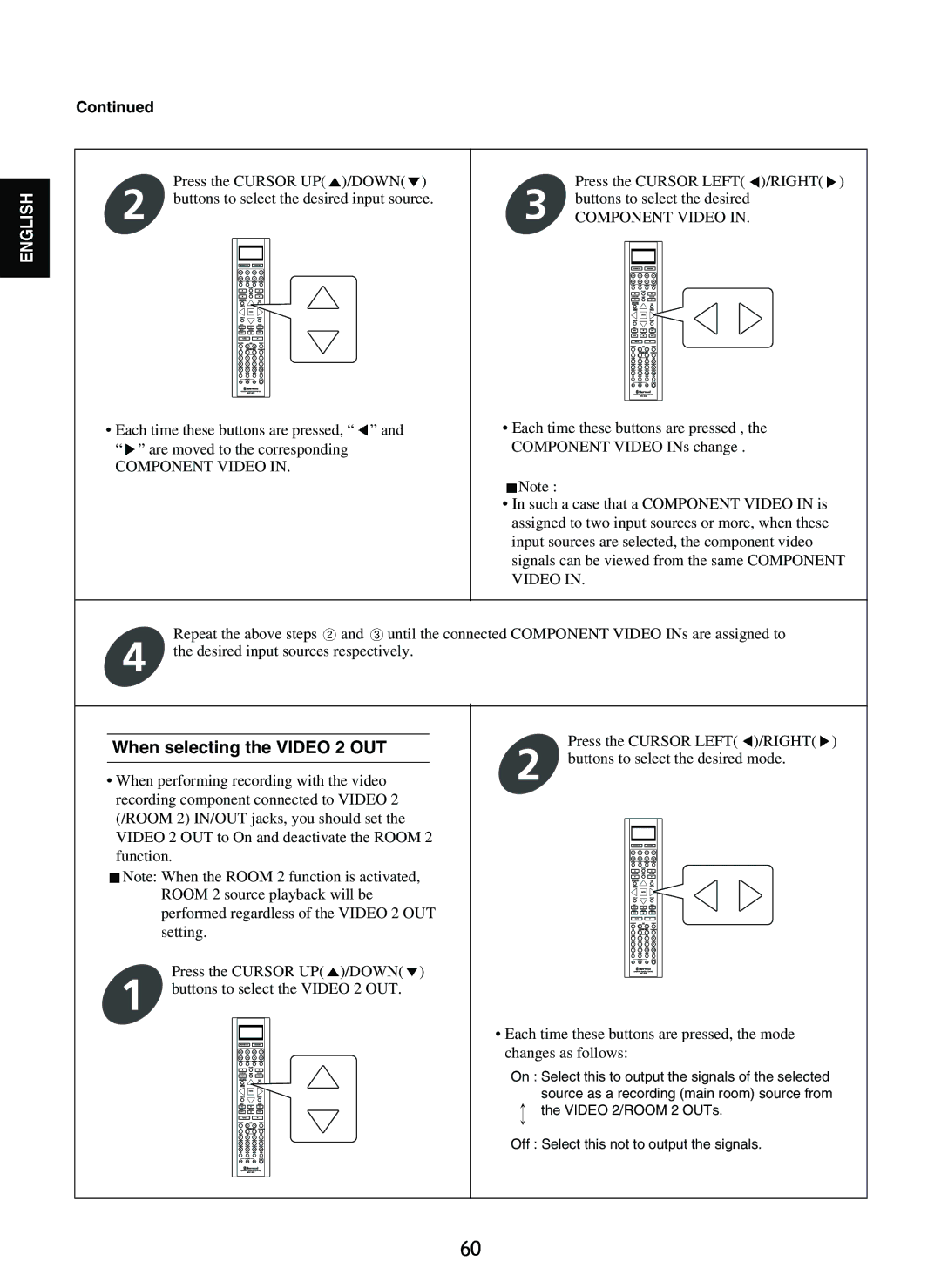 Sherwood R-865 manual When selecting the Video 2 OUT 